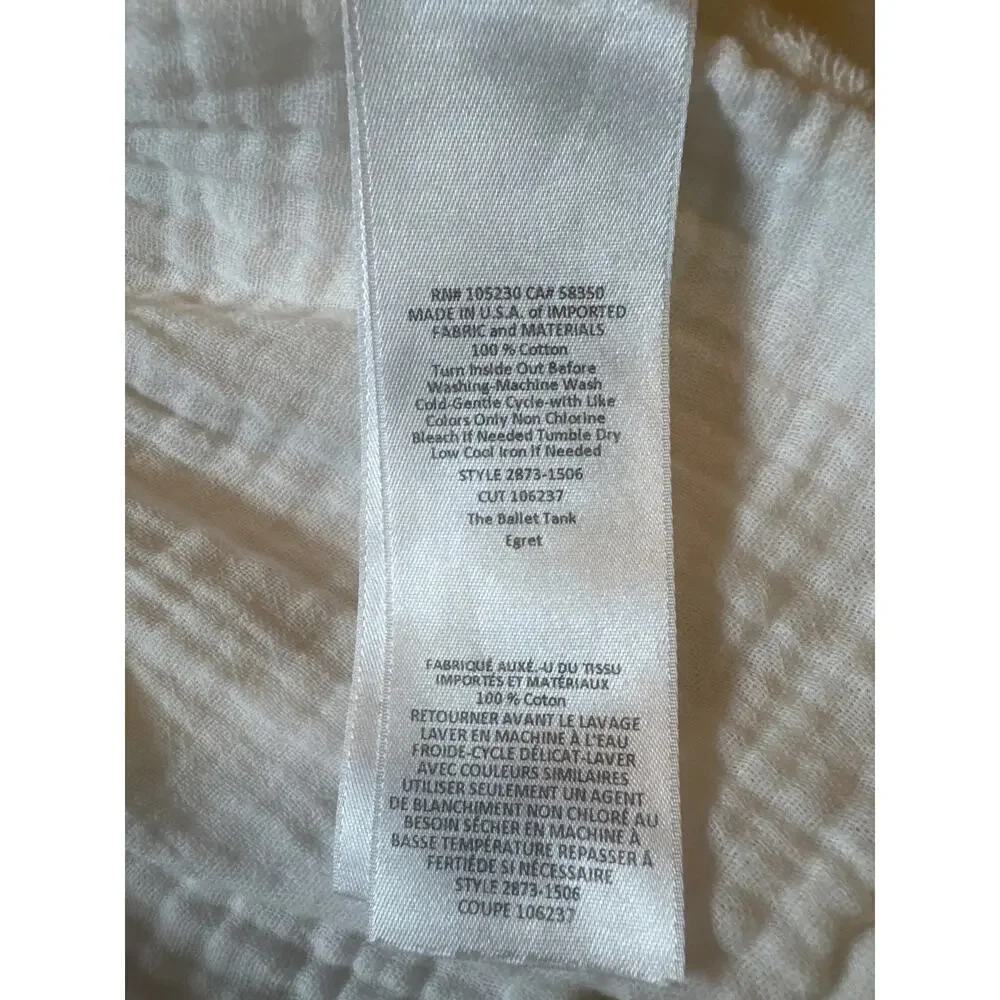 Current Elliott Women's Ballet Tank Top White Cotton Gauze Raw Hem Size 2 - Picture 5 of 7